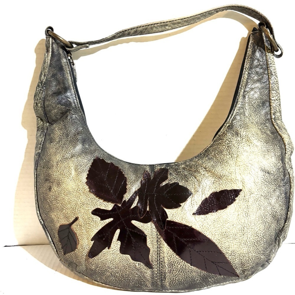 Elegant Gray and Brown Leather Women's Bag